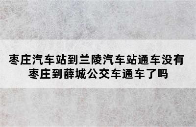 枣庄汽车站到兰陵汽车站通车没有 枣庄到薛城公交车通车了吗